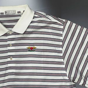 Peter Millar Striped Golf Collared Stretch Polo Shirt Men Size XL.